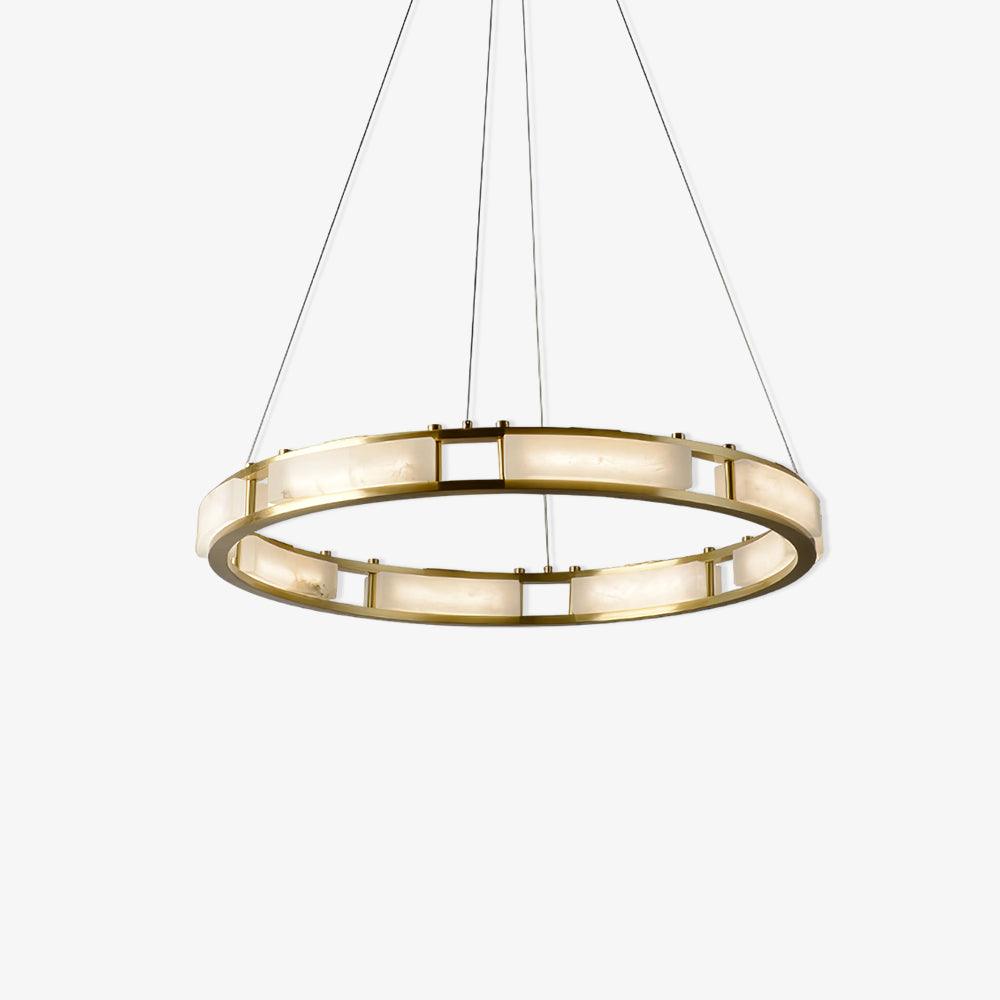 Qatar Alabaster Brass & White LED Chandelier – Luxury 39‑Inch Diameter