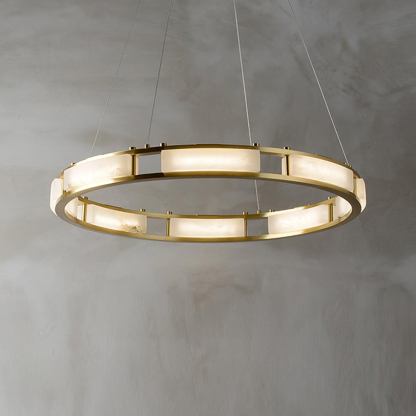 Qatar Alabaster Brass & White LED Chandelier – Luxury 39‑Inch Diameter