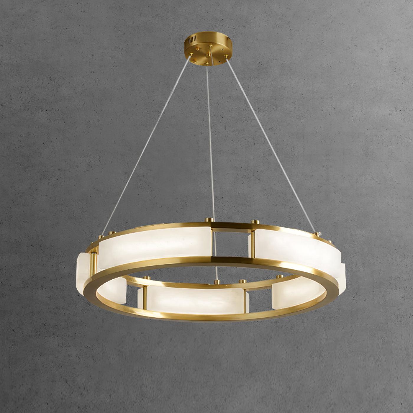 Qatar Alabaster Brass & White LED Chandelier – Luxury 39‑Inch Diameter