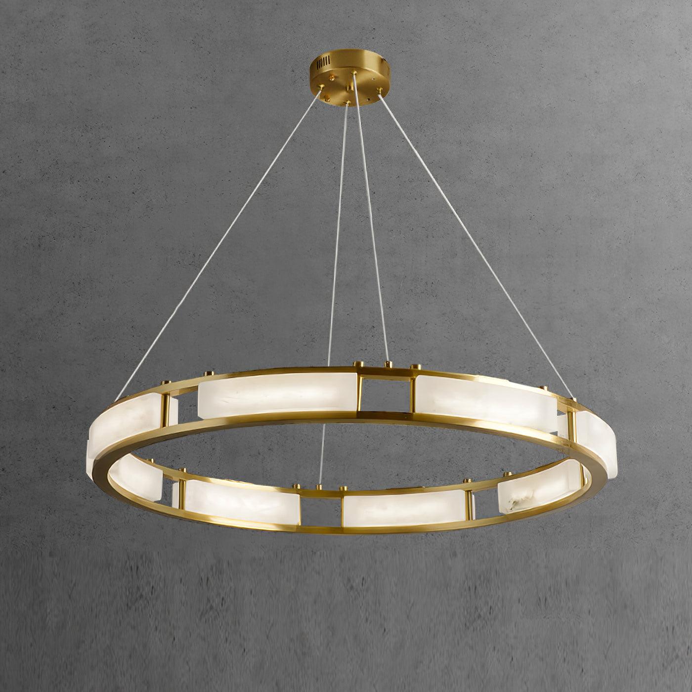 Qatar Alabaster Brass & White LED Chandelier – Luxury 39‑Inch Diameter