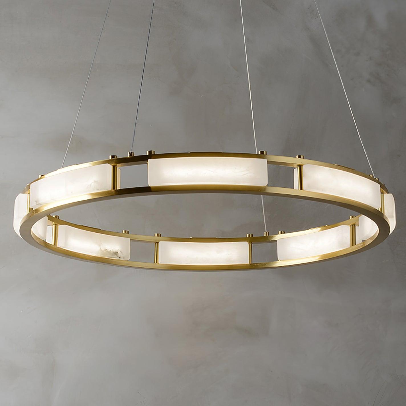 Qatar Alabaster Brass & White LED Chandelier – Luxury 39‑Inch Diameter