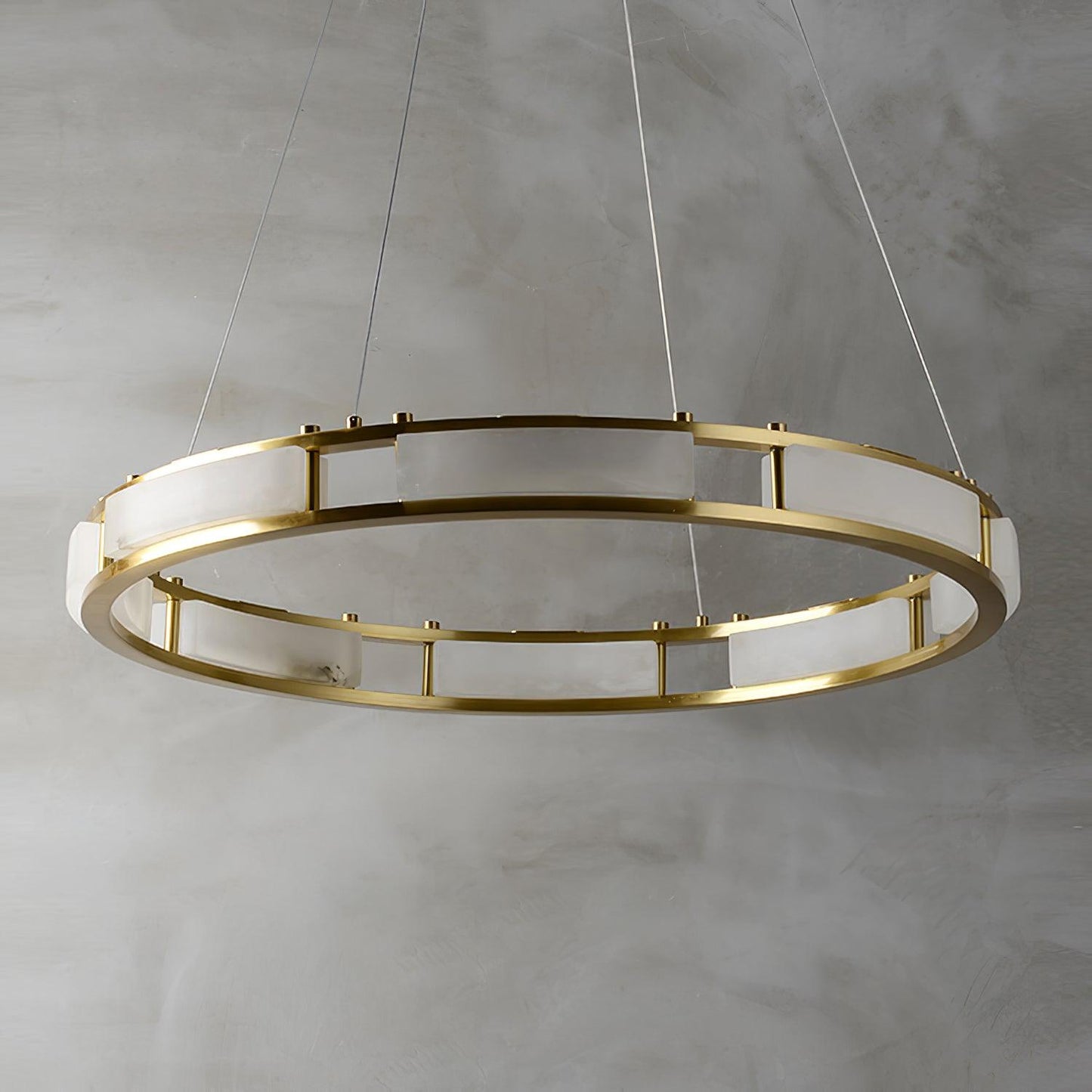Qatar Alabaster Brass & White LED Chandelier – Luxury 39‑Inch Diameter