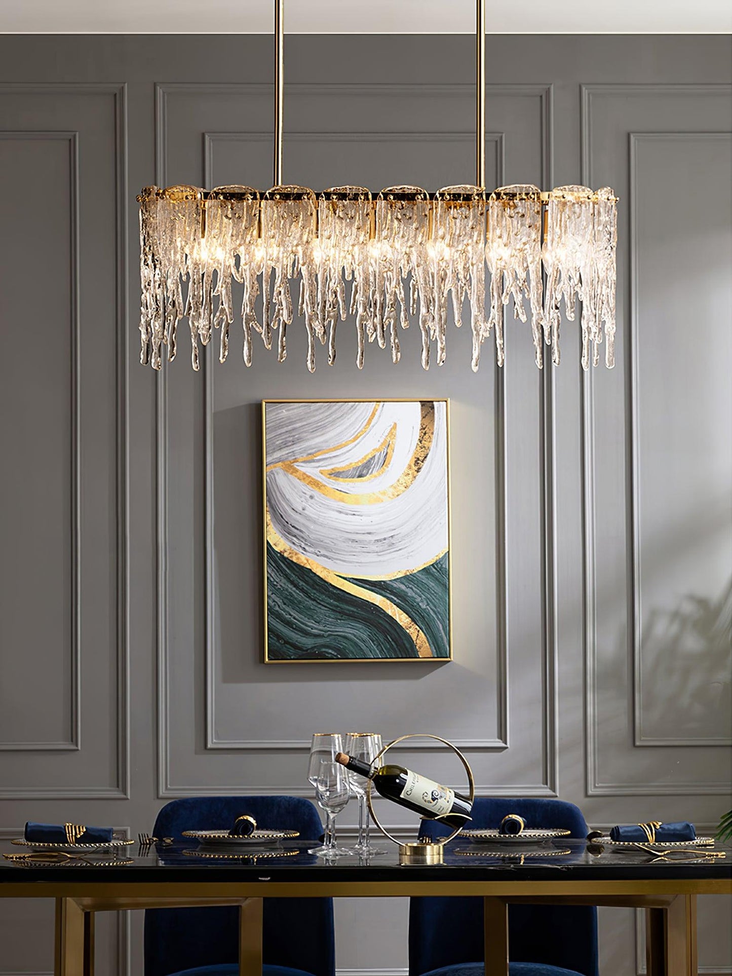 Rectangular Icicle Glass Chandelier - YIOSI