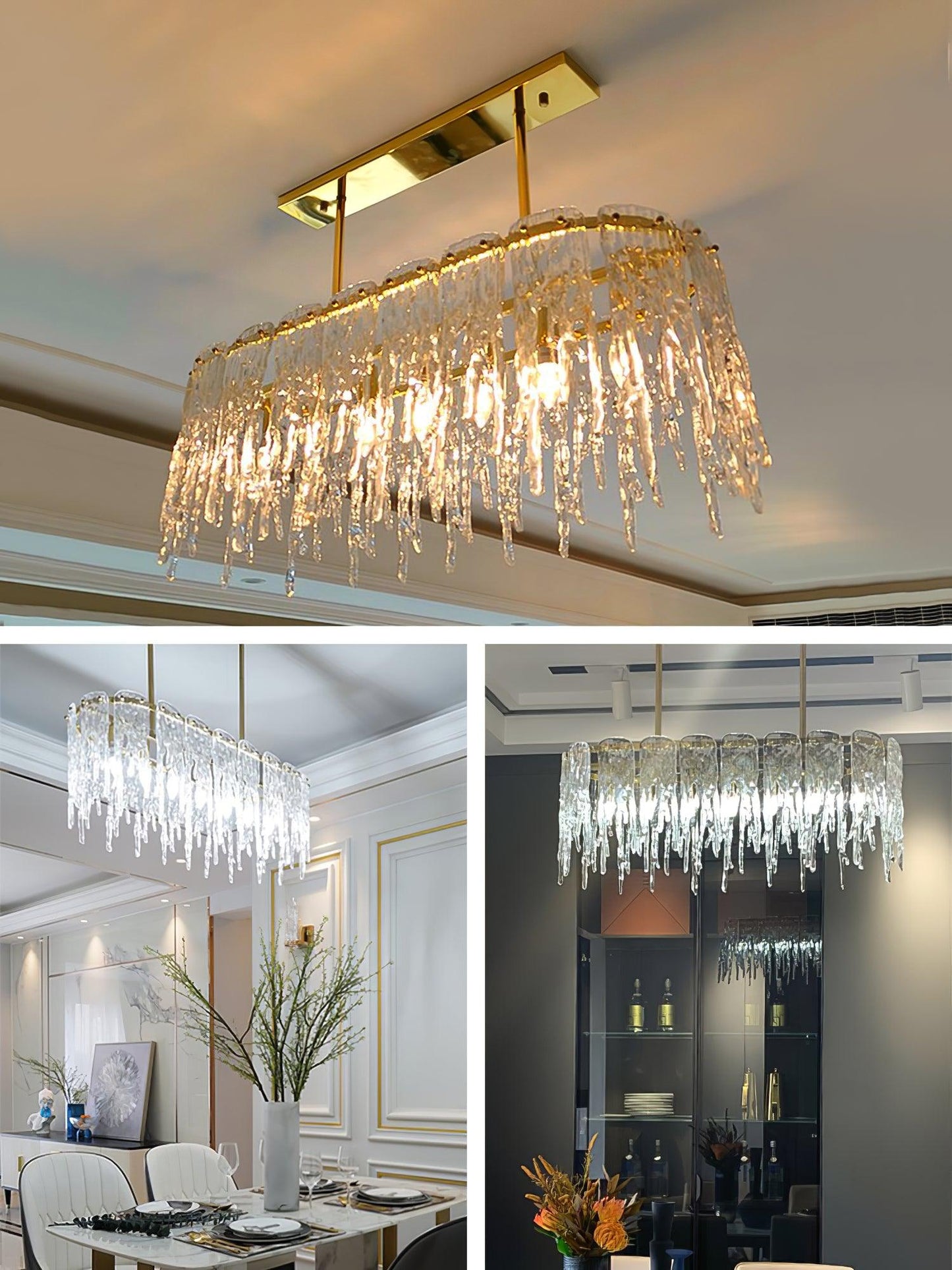 Rectangular Icicle Glass Chandelier - YIOSI