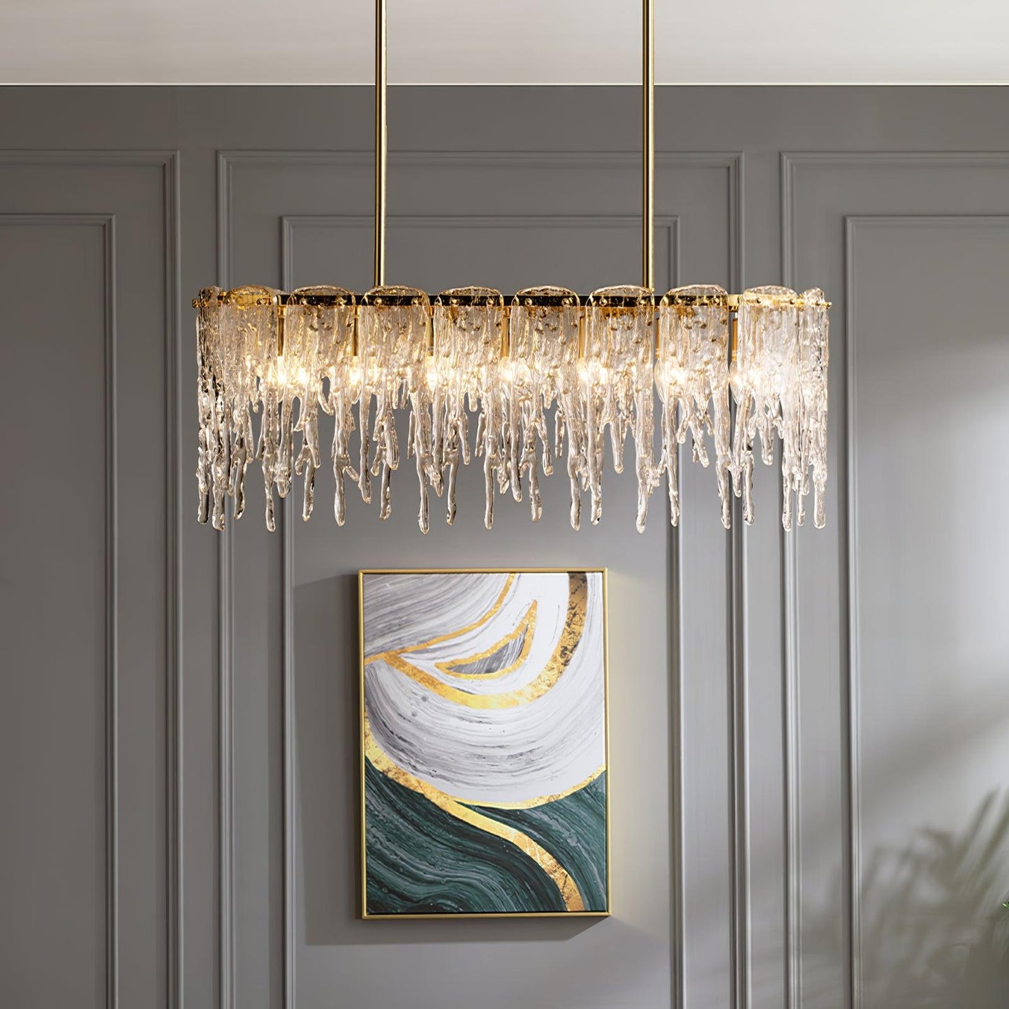 Rectangular Icicle Glass Chandelier - YIOSI