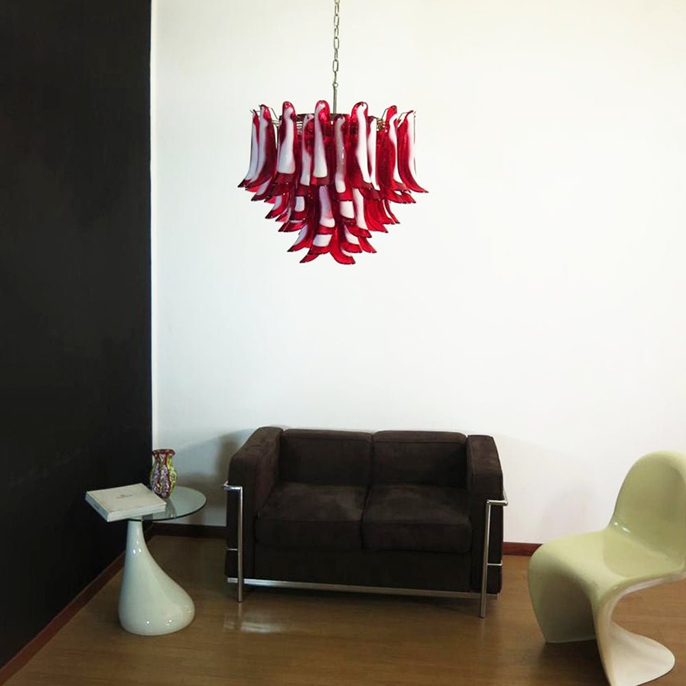 Red Glass Murano Petals Chandelier - YIOSI