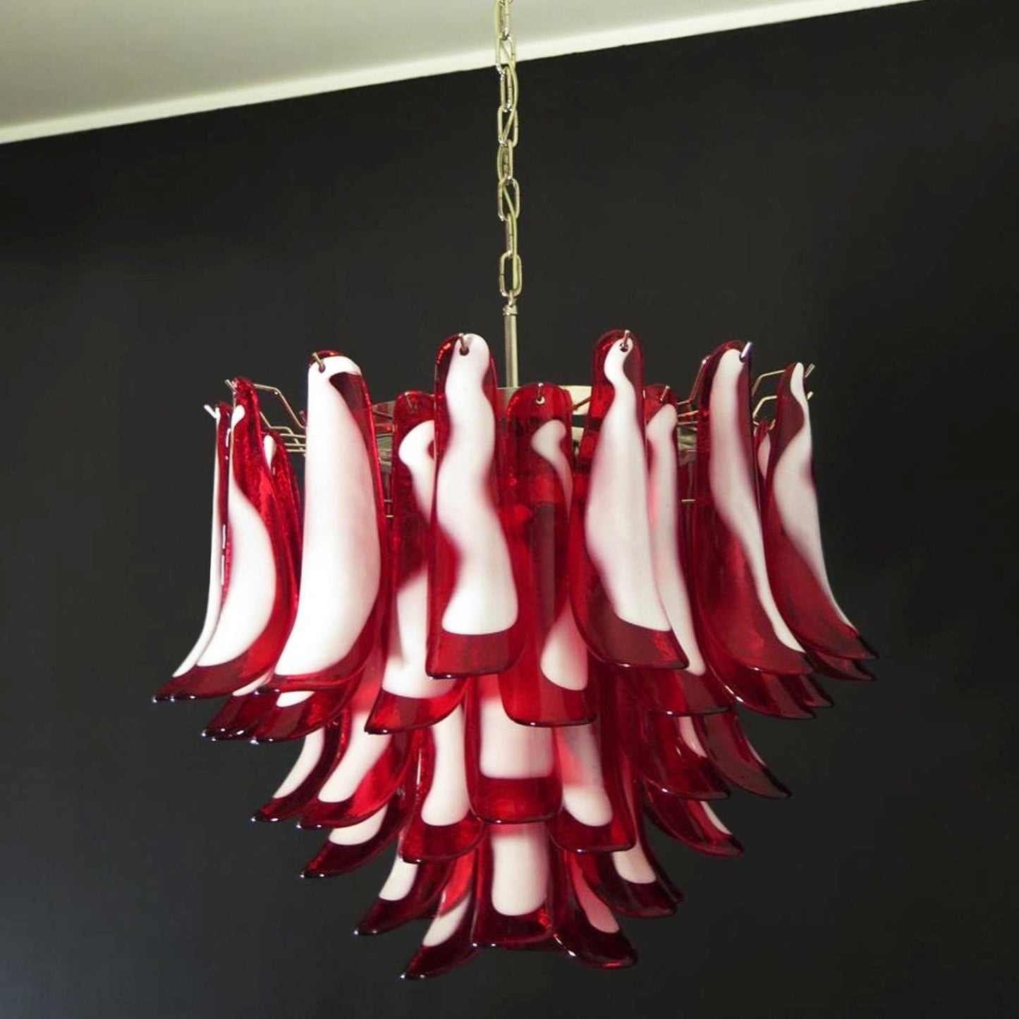 Red Glass Murano Petals Chandelier - YIOSI