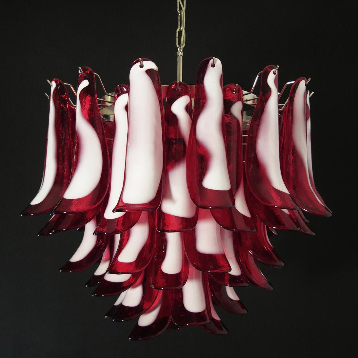 Red Glass Murano Petals Chandelier - YIOSI
