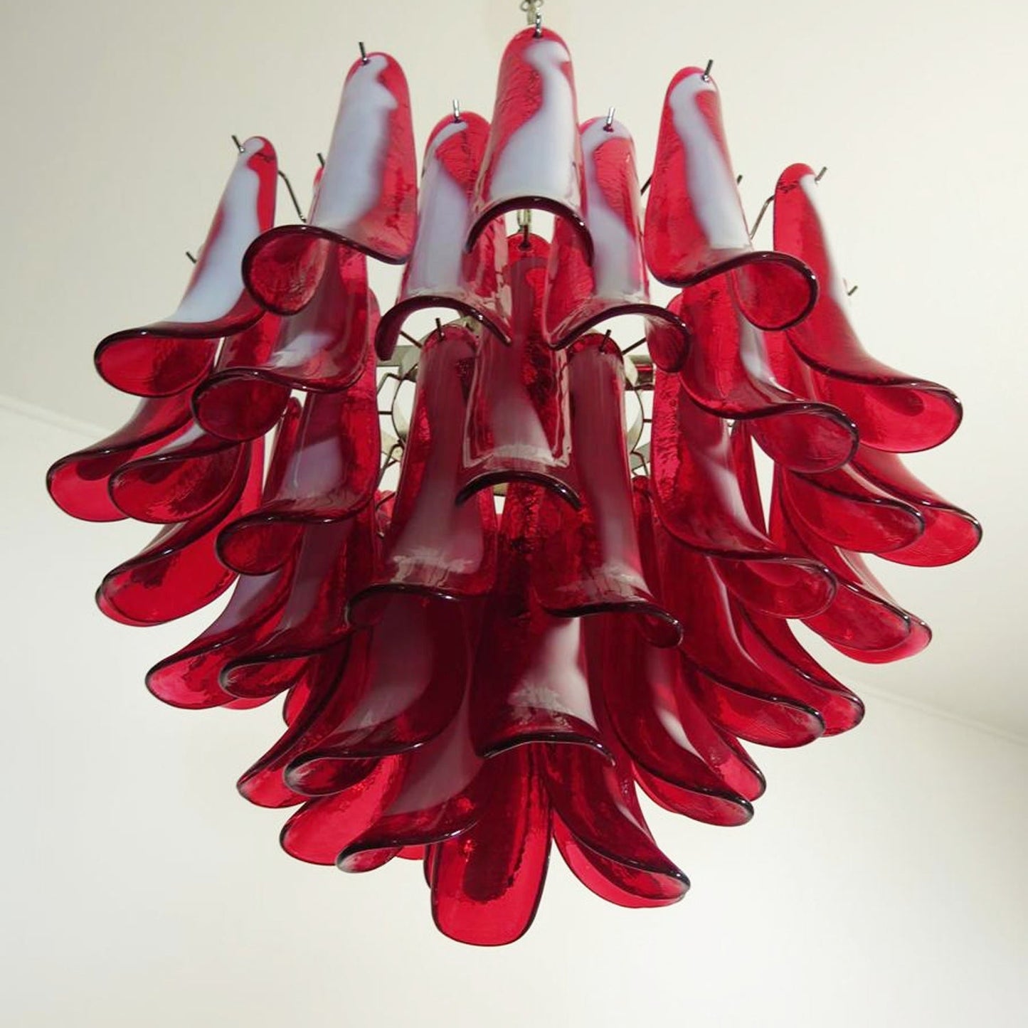 Red Glass Murano Petals Chandelier - YIOSI