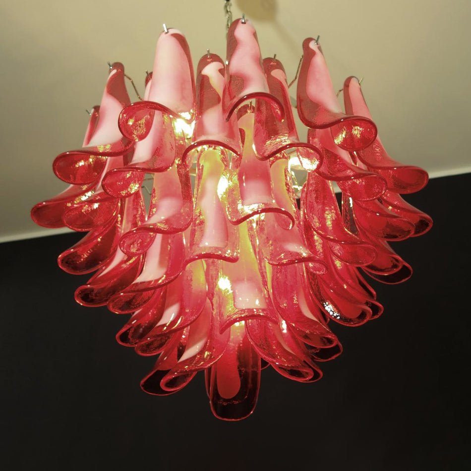 Red Glass Murano Petals Chandelier - YIOSI