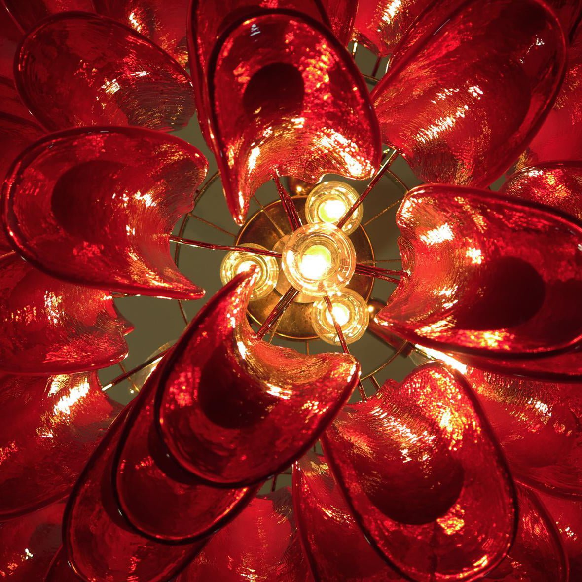 Red Glass Murano Petals Chandelier - YIOSI