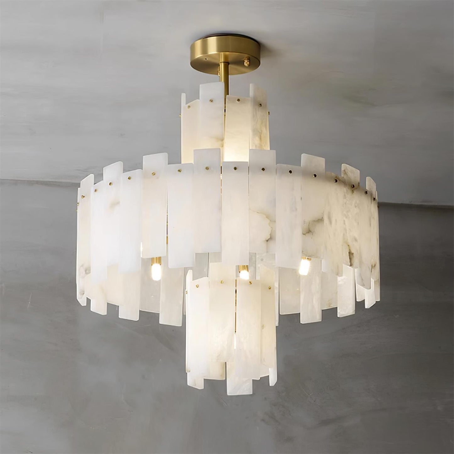 Regina Alabaster Chandelier – Elegant Brass & White Alabaster Light Fixture