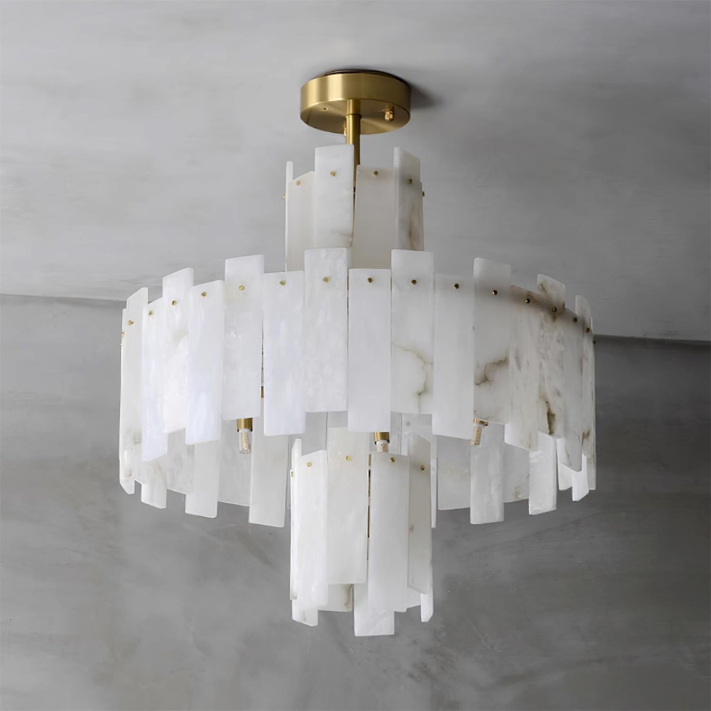 Regina Alabaster Chandelier – Elegant Brass & White Alabaster Light Fixture