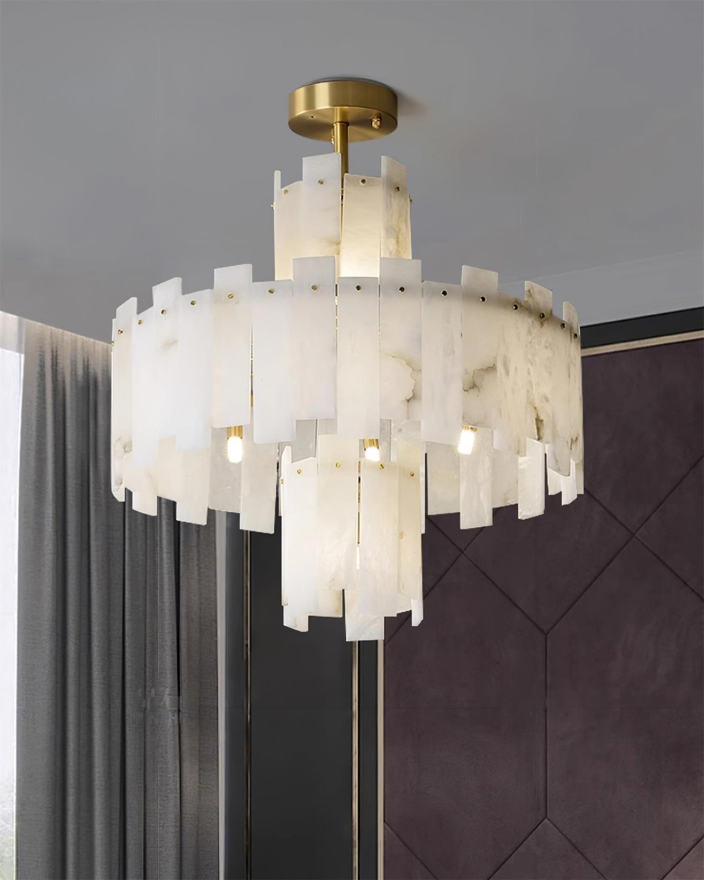 Regina Alabaster Chandelier – Elegant Brass & White Alabaster Light Fixture