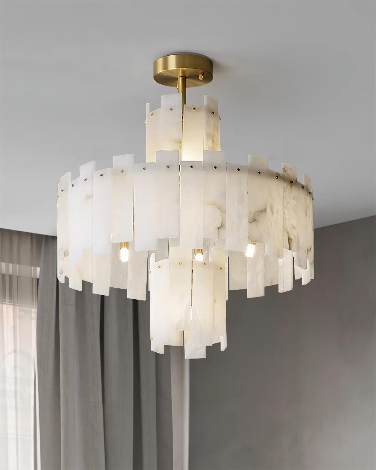 Regina Alabaster Chandelier – Elegant Brass & White Alabaster Light Fixture