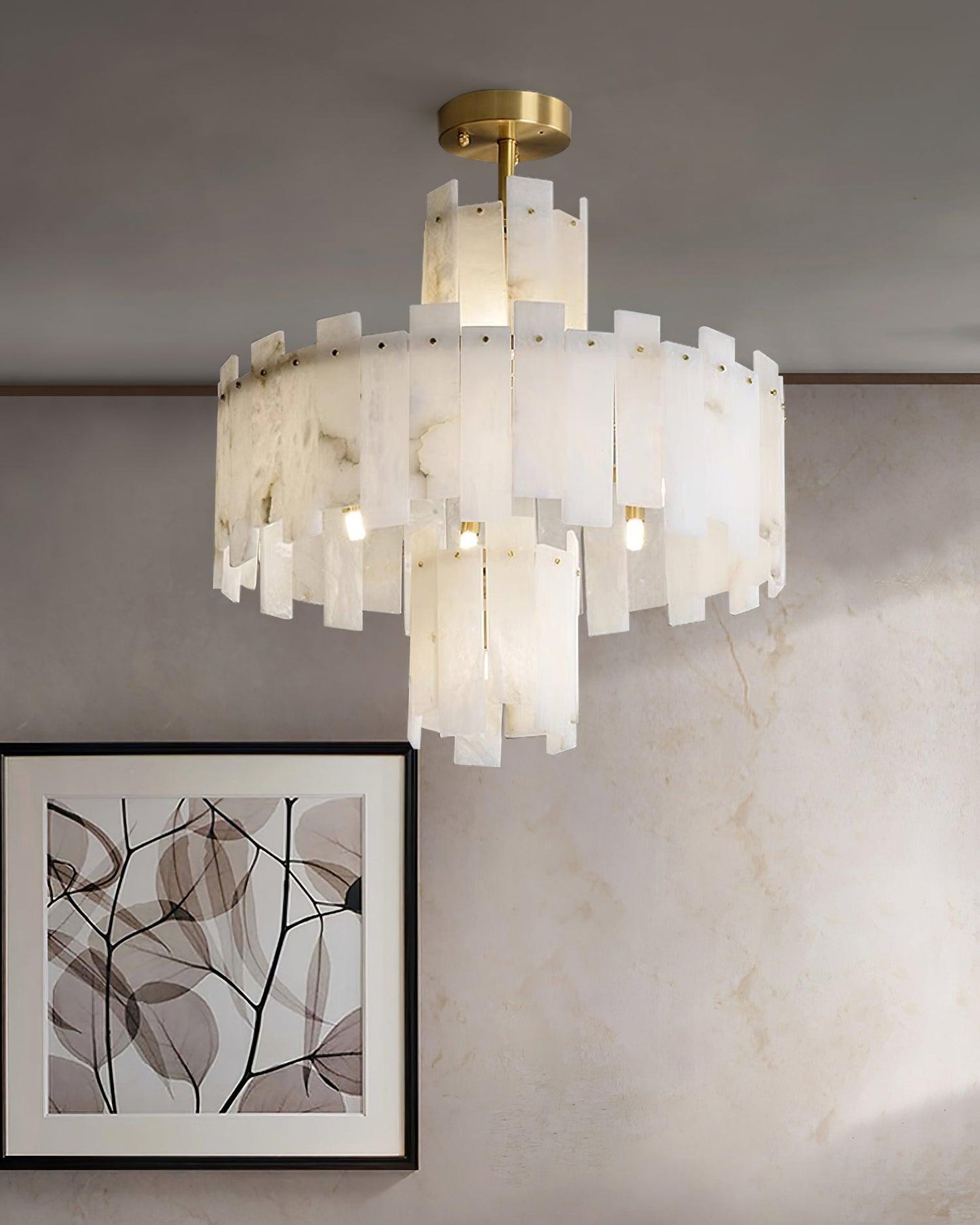 Regina Alabaster Chandelier – Elegant Brass & White Alabaster Light Fixture