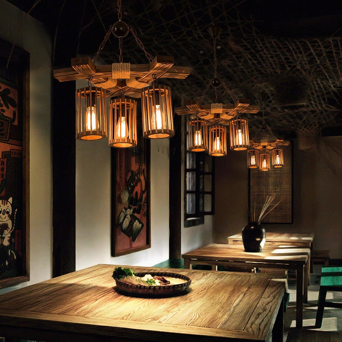 Retro Solid Wood Chandelier - YIOSI