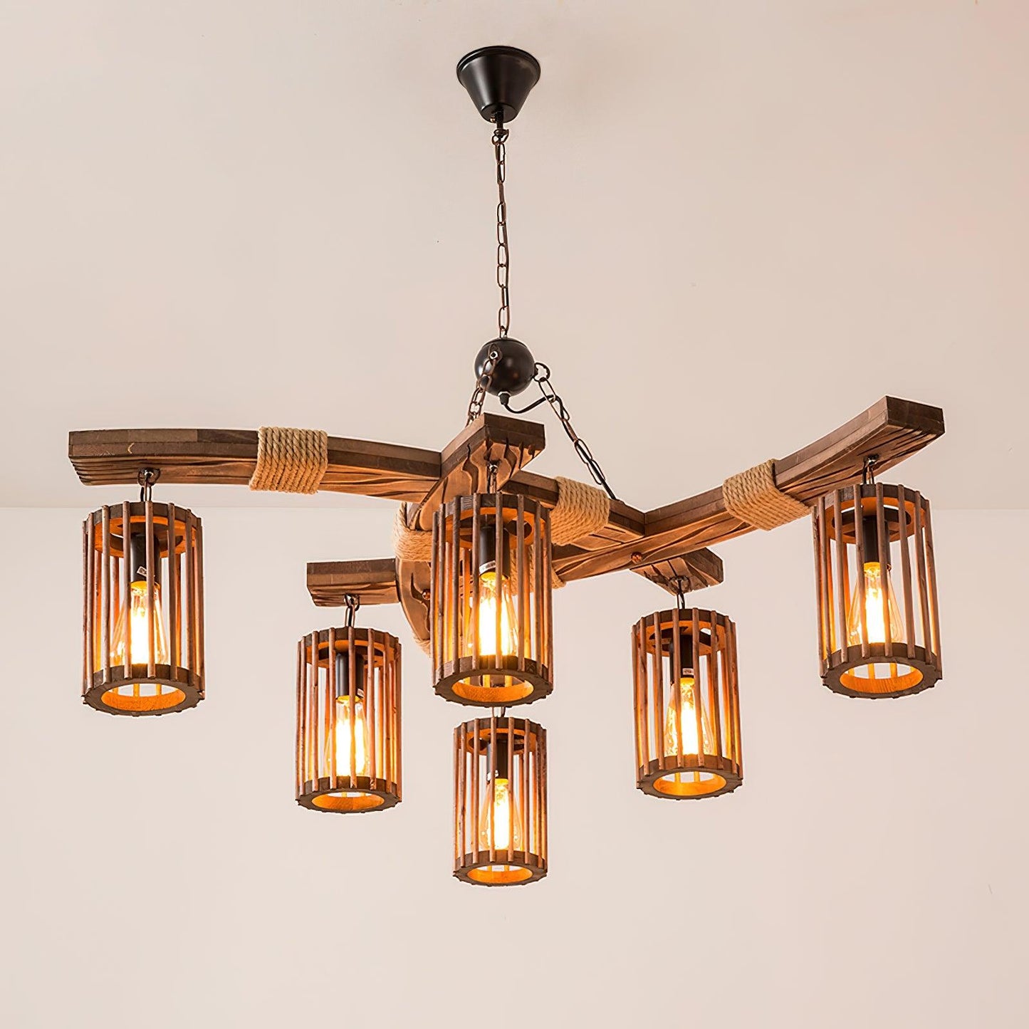 Retro Solid Wood Chandelier - YIOSI