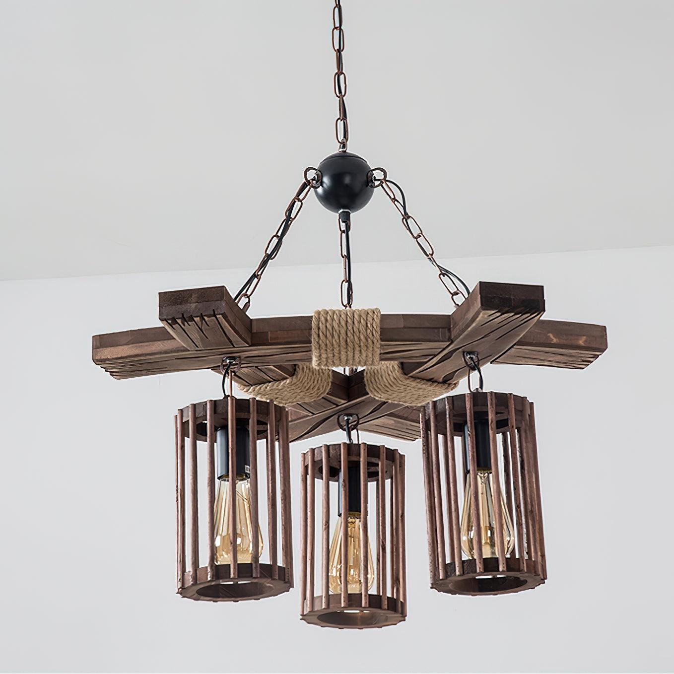 Retro Solid Wood Chandelier - YIOSI