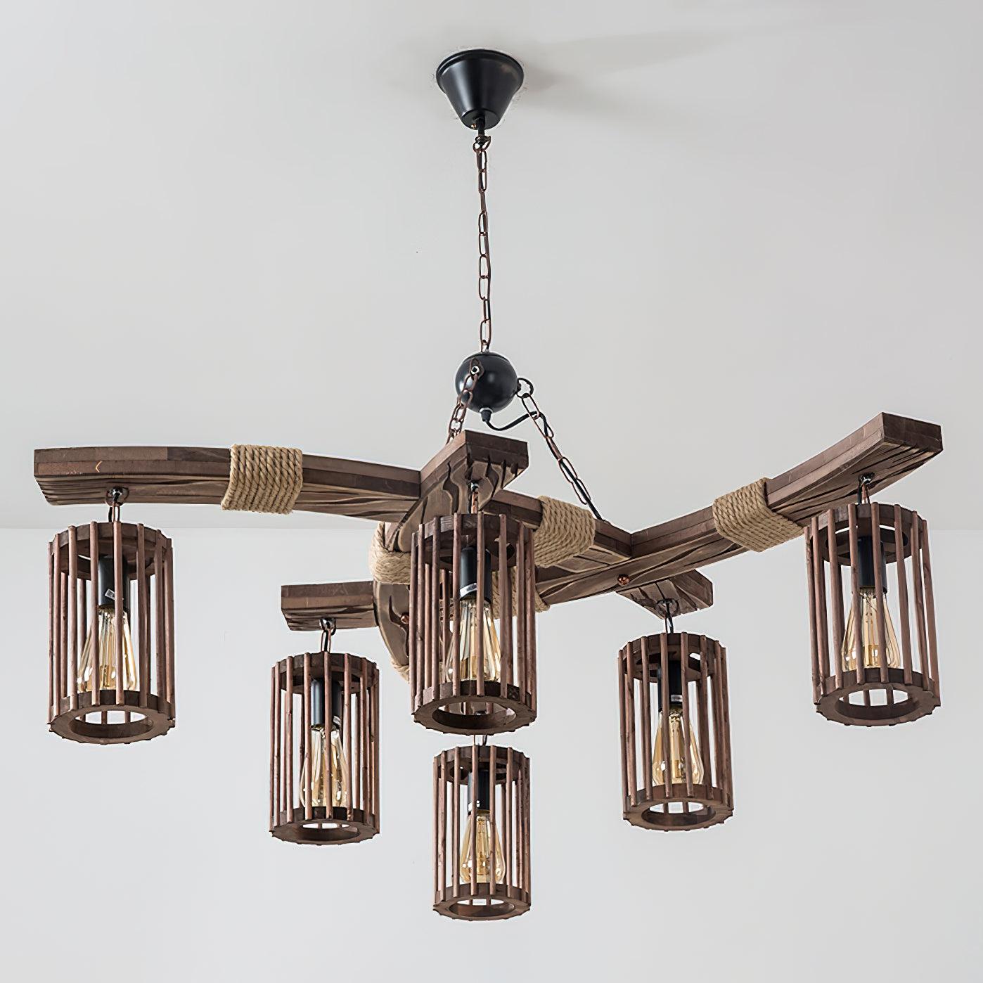 Retro Solid Wood Chandelier - YIOSI