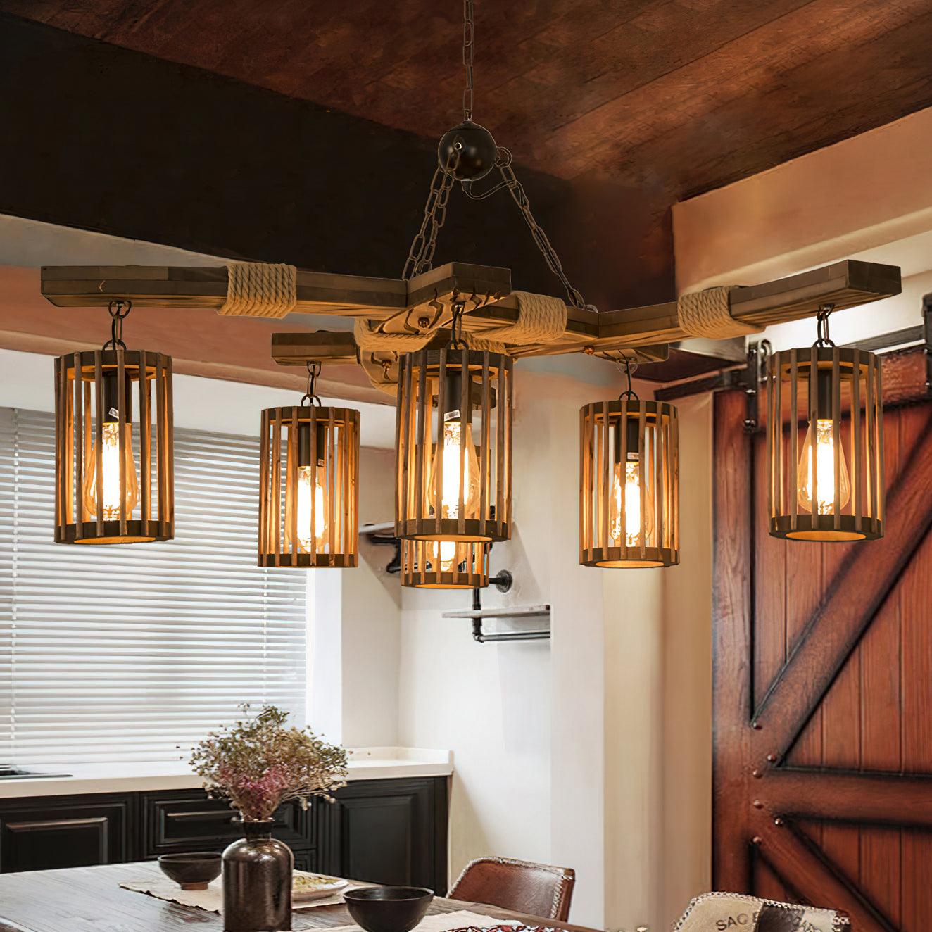 Retro Solid Wood Chandelier - YIOSI