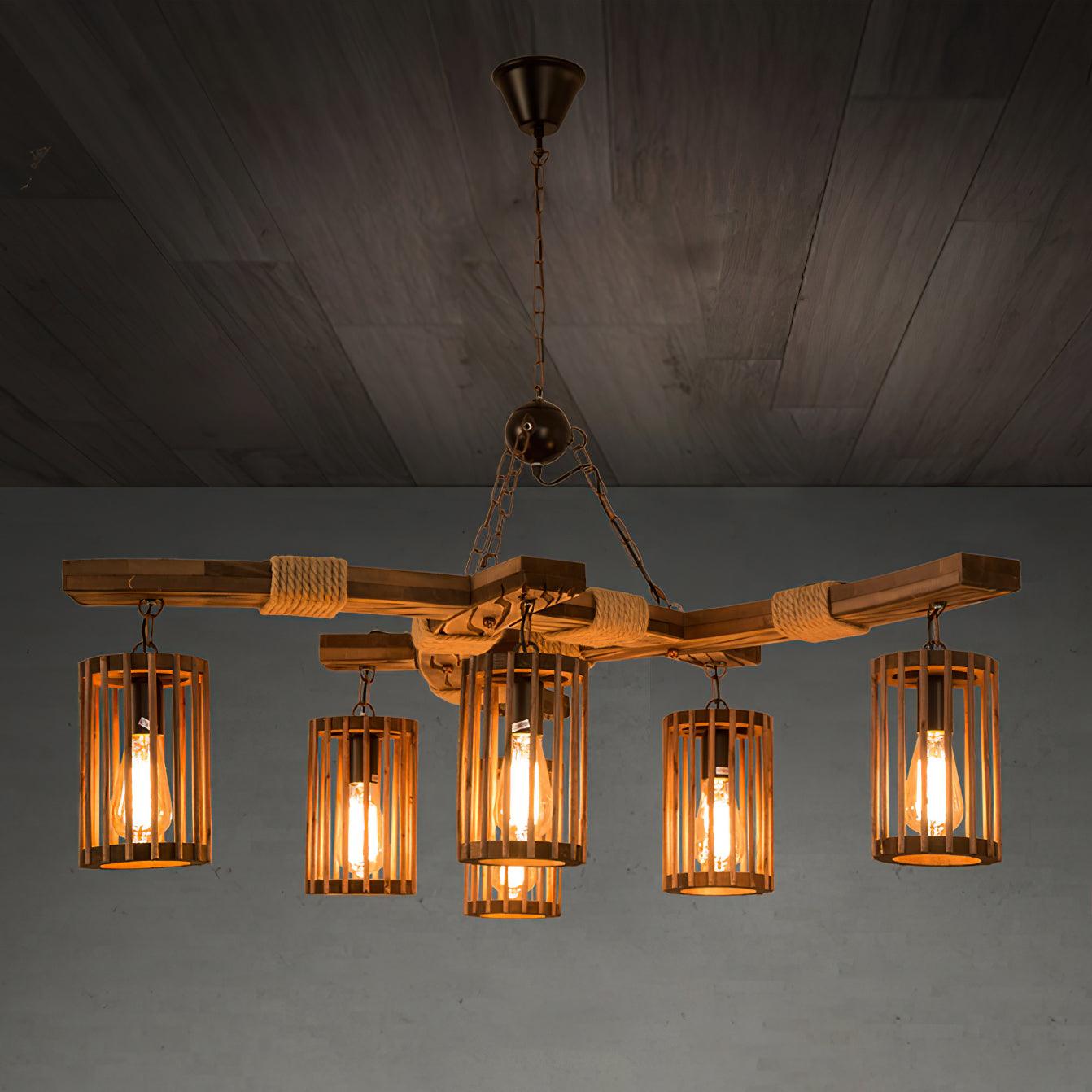 Retro Solid Wood Chandelier - YIOSI