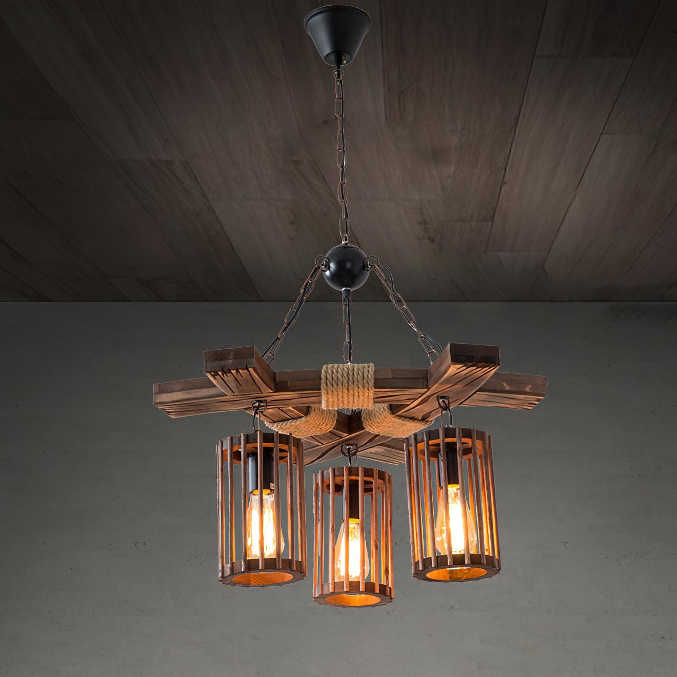 Retro Solid Wood Chandelier - YIOSI