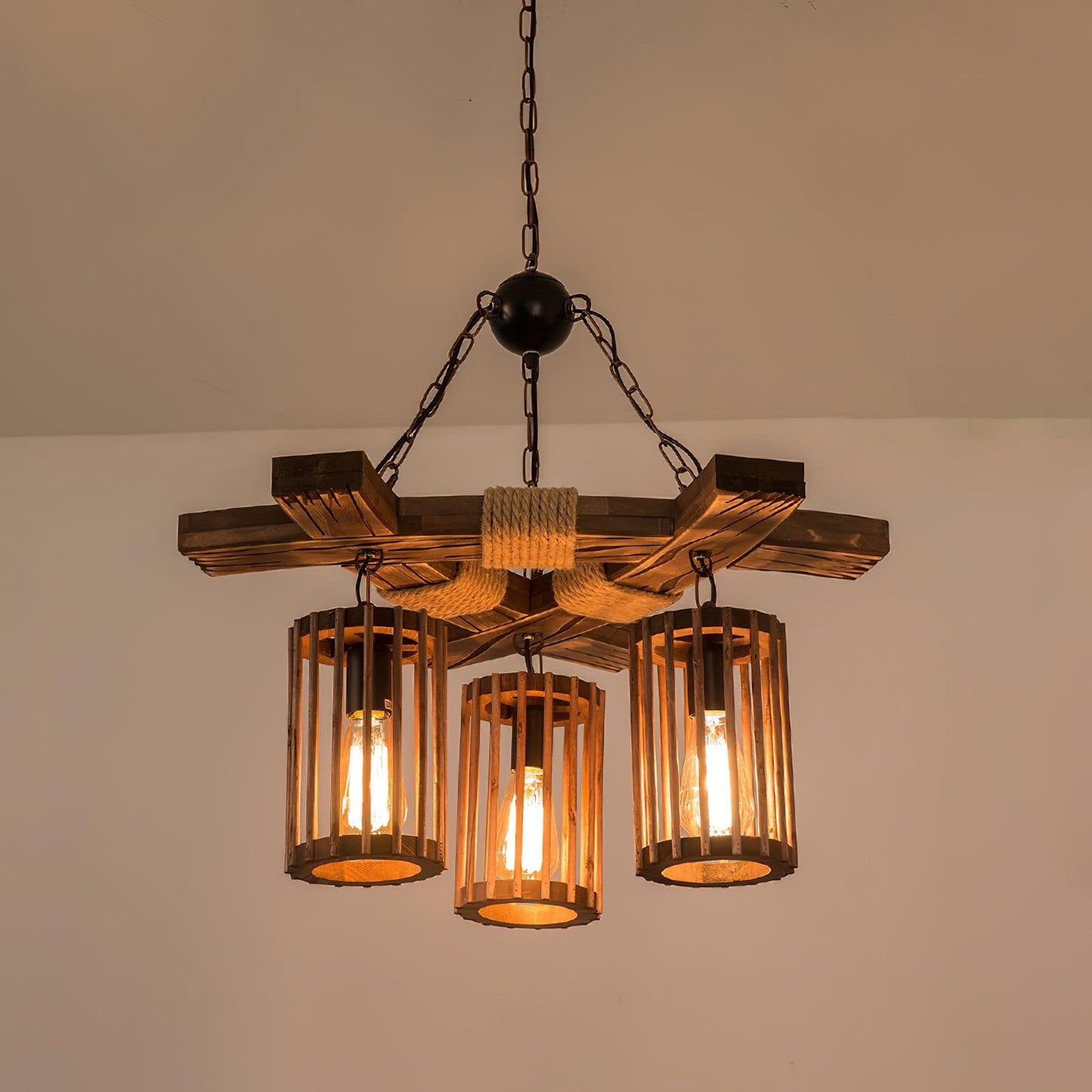 Retro Solid Wood Chandelier - YIOSI