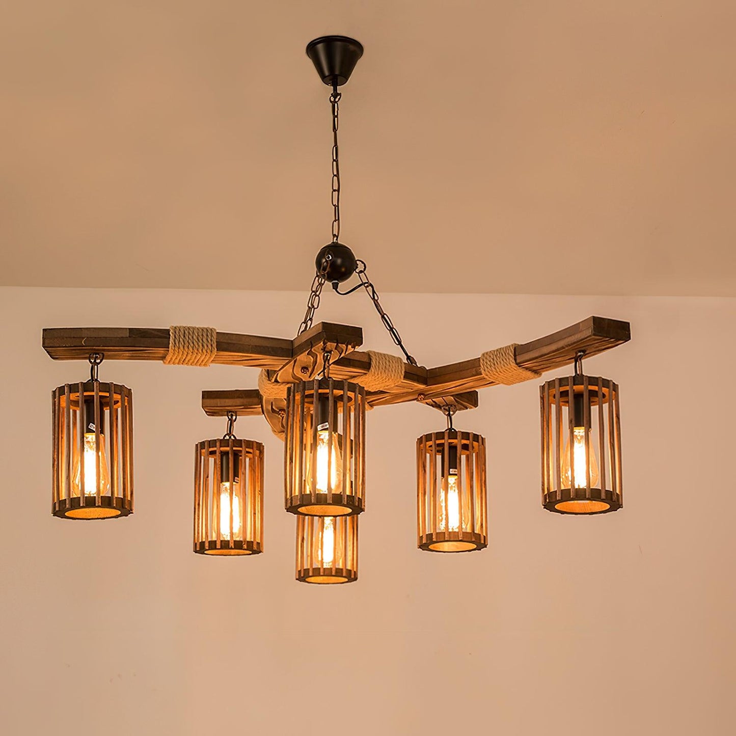 Retro Solid Wood Chandelier - YIOSI