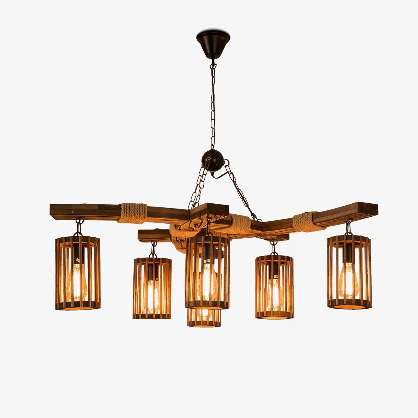 Retro Solid Wood Chandelier - YIOSI