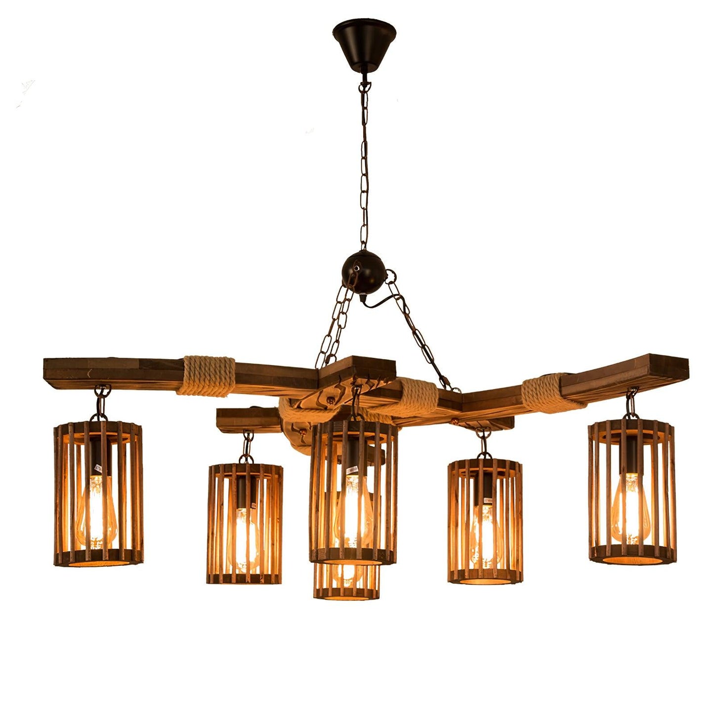 Retro Solid Wood Chandelier - YIOSI