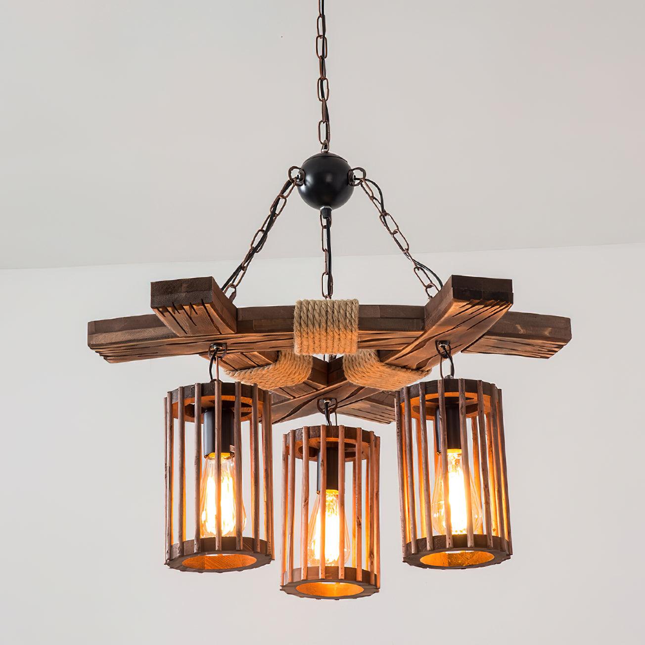 Retro Solid Wood Chandelier - YIOSI