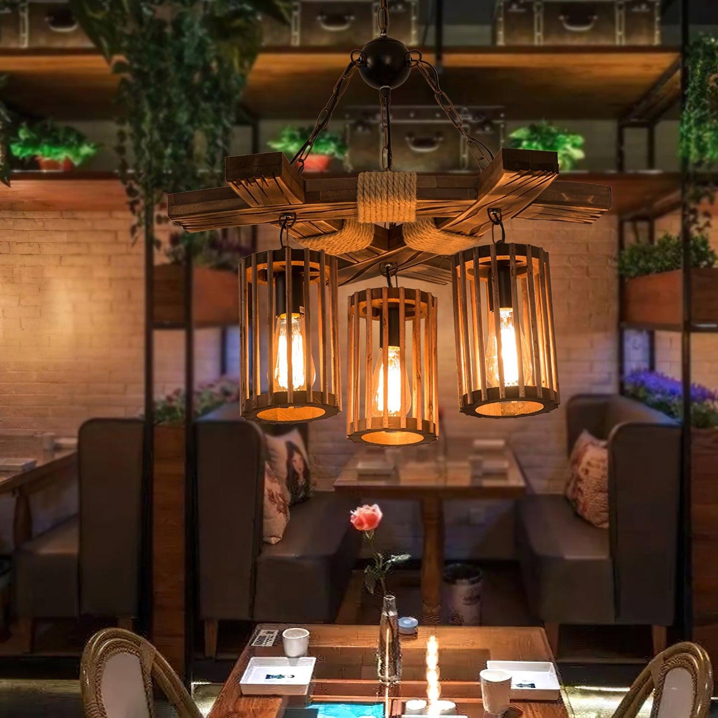 Retro Solid Wood Chandelier - YIOSI