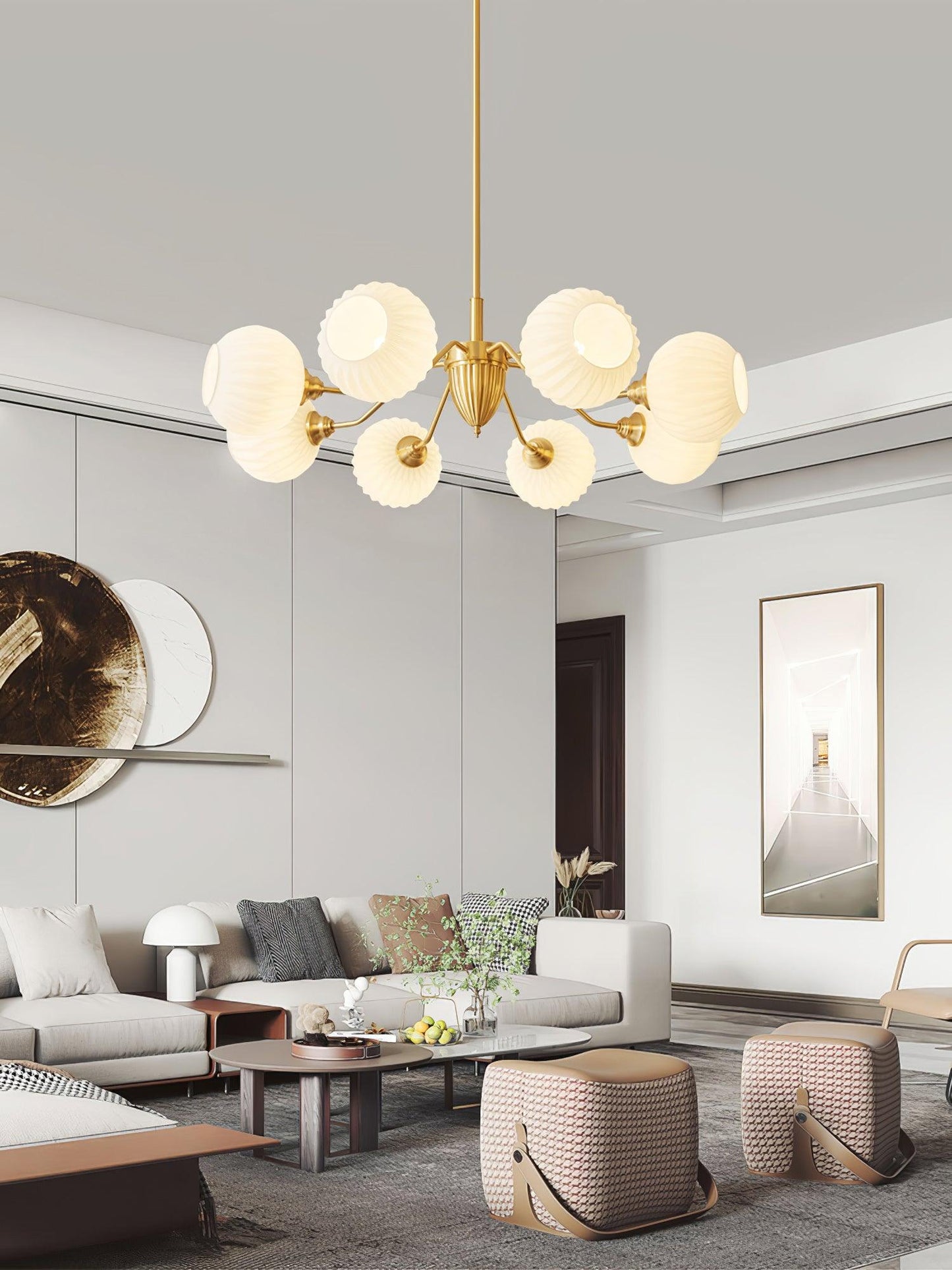 Ribbed Glass Ball Chandelier - YIOSI