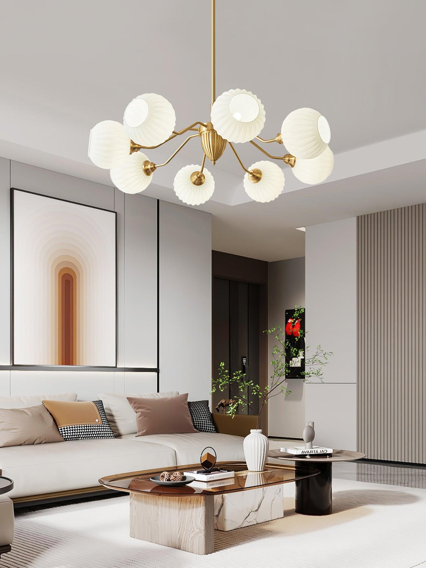 Ribbed Glass Ball Chandelier - YIOSI