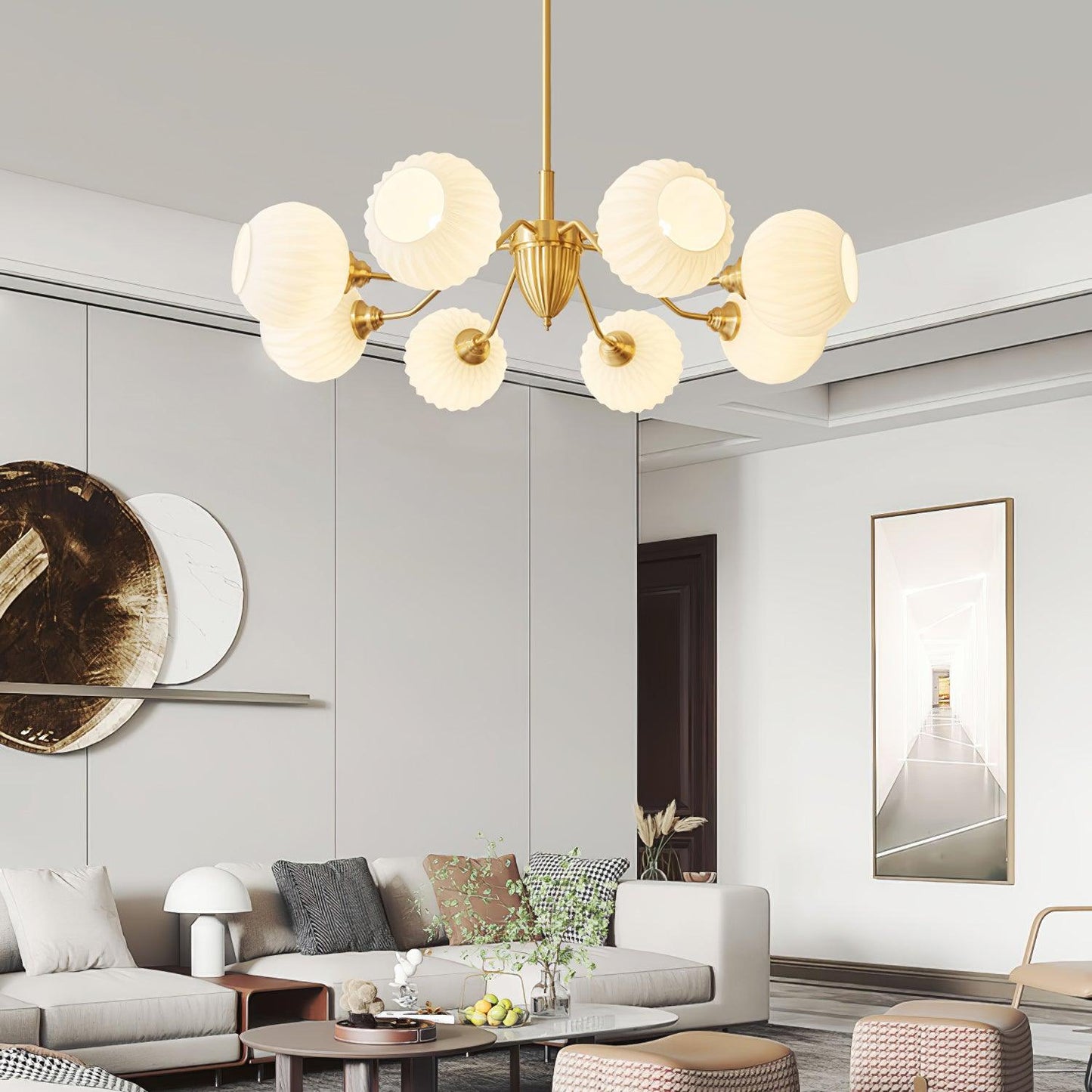 Ribbed Glass Ball Chandelier - YIOSI