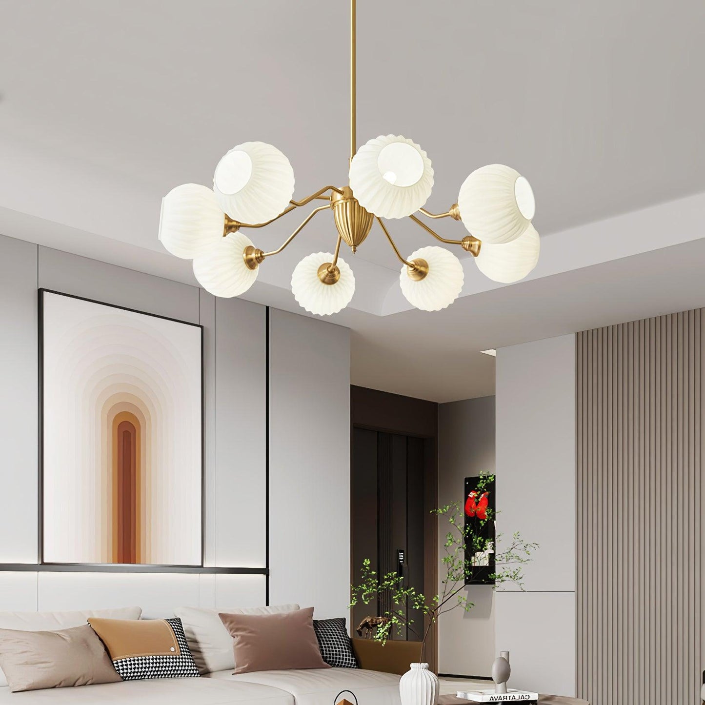Ribbed Glass Ball Chandelier - YIOSI
