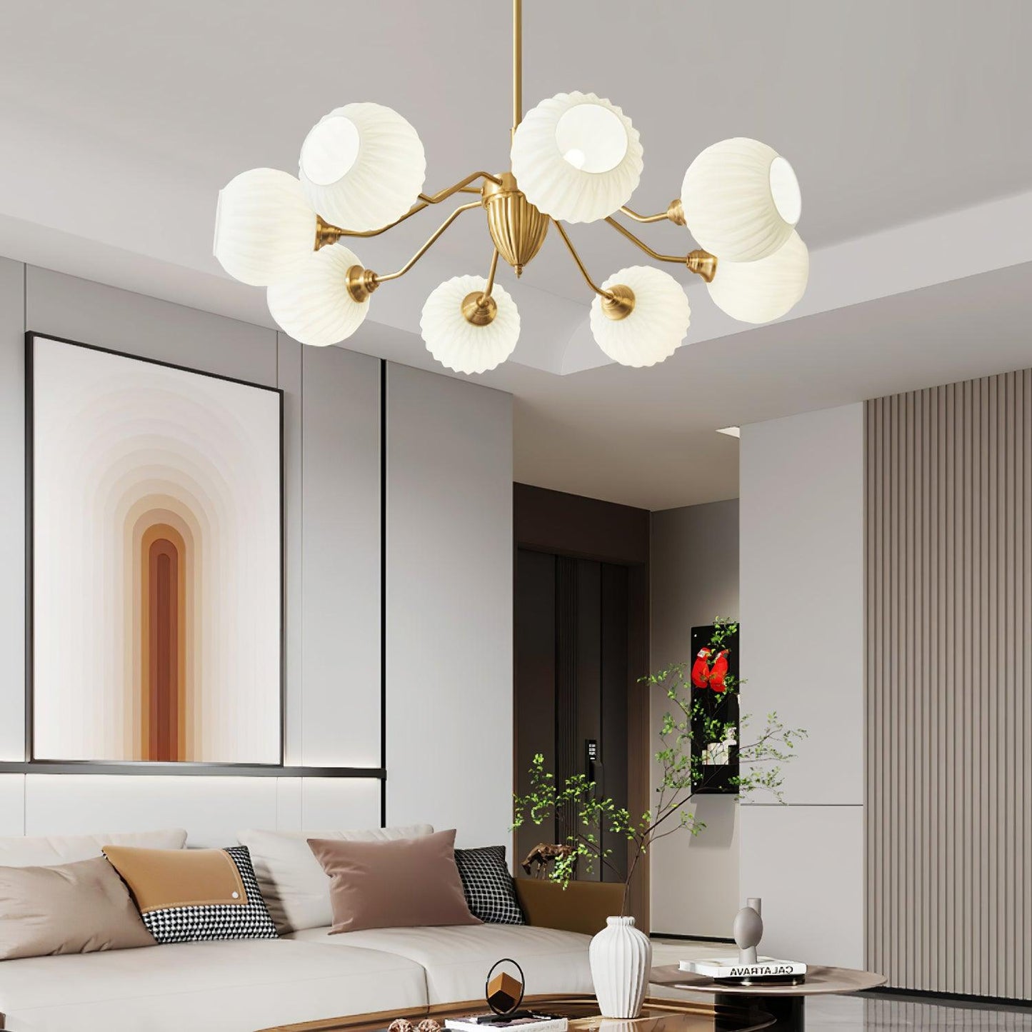 Ribbed Glass Ball Chandelier - YIOSI