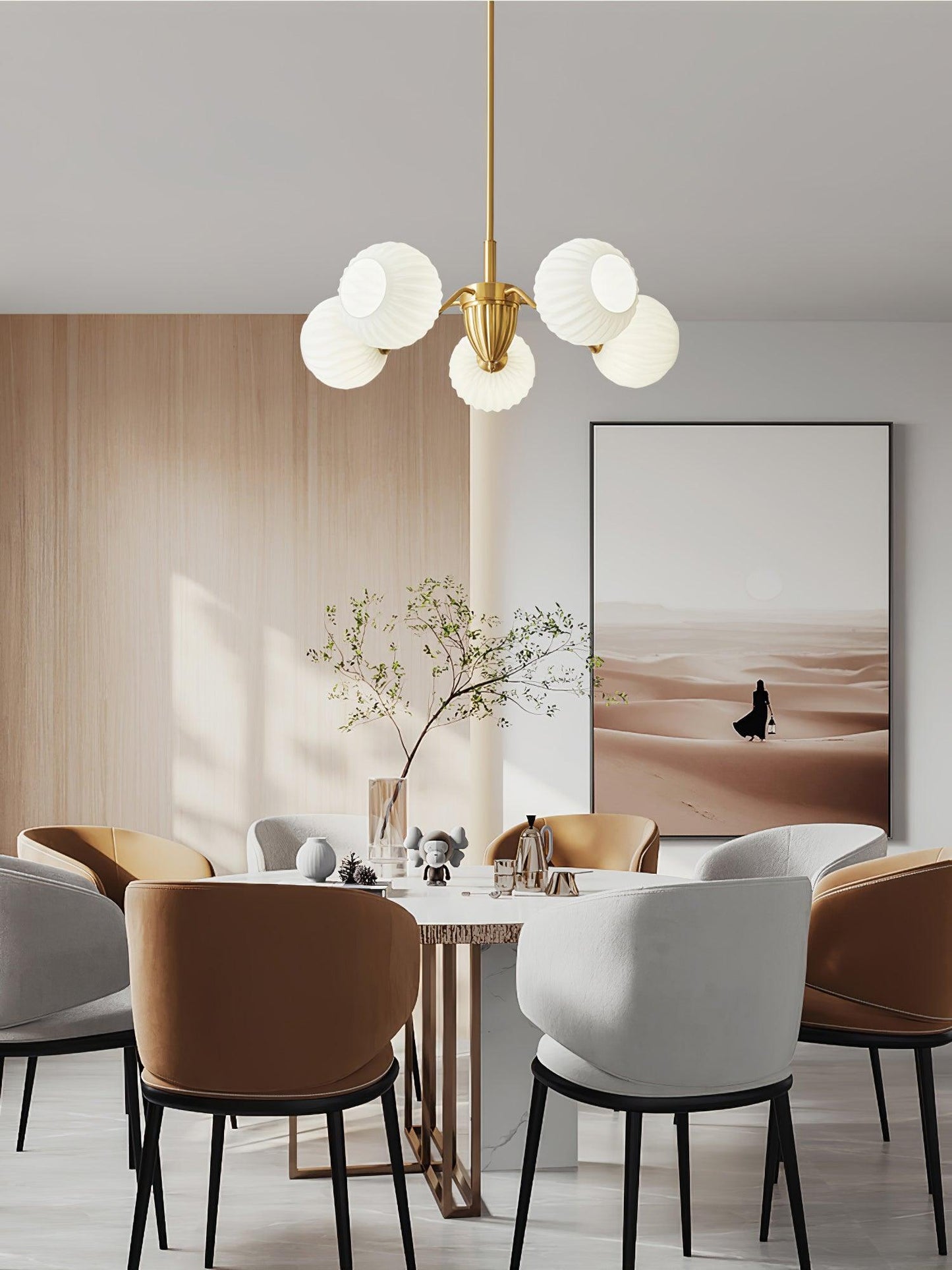 Ribbed Glass Ball Chandelier - YIOSI