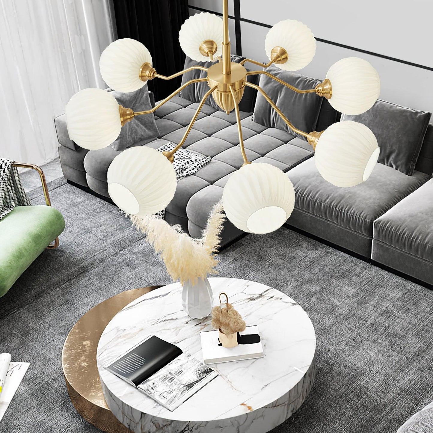 Ribbed Glass Ball Chandelier - YIOSI