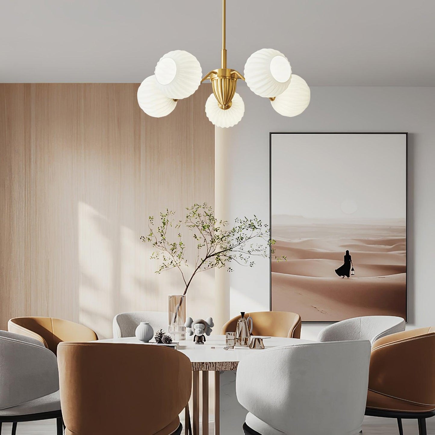 Ribbed Glass Ball Chandelier - YIOSI