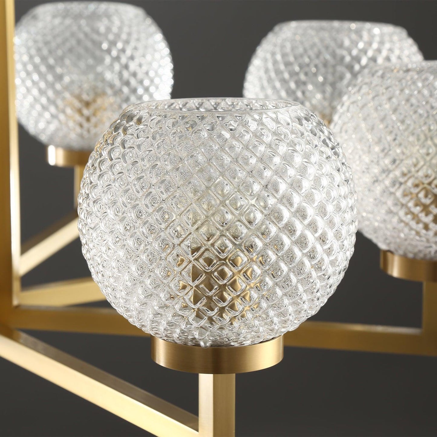 Ribbed Glass Brass Chandelier - YIOSI