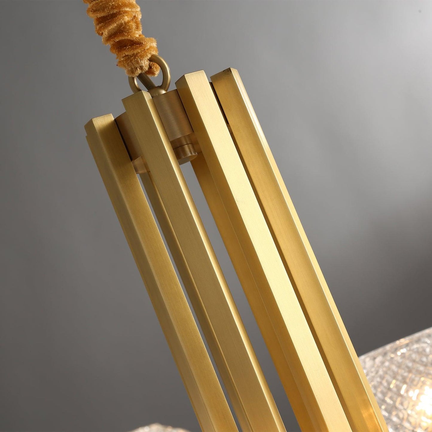 Ribbed Glass Brass Chandelier - YIOSI