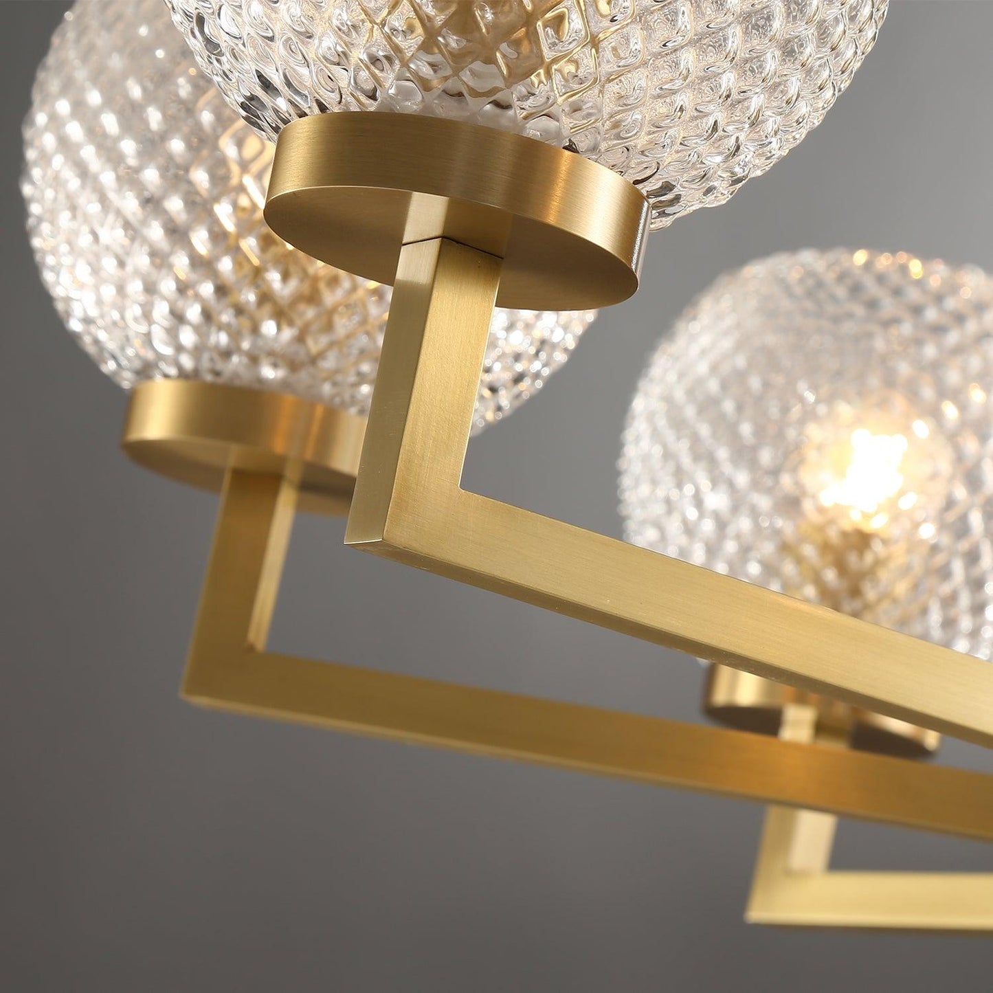 Ribbed Glass Brass Chandelier - YIOSI