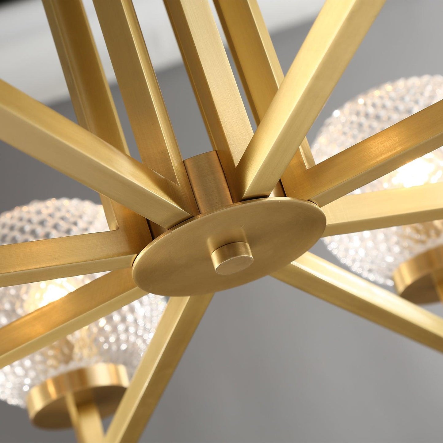 Ribbed Glass Brass Chandelier - YIOSI