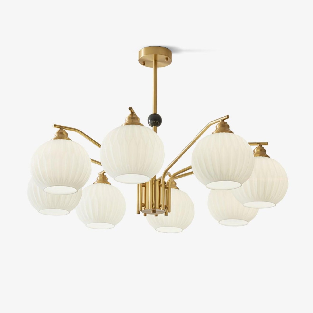 Ribbed Glass Gold Chandelier - YIOSI