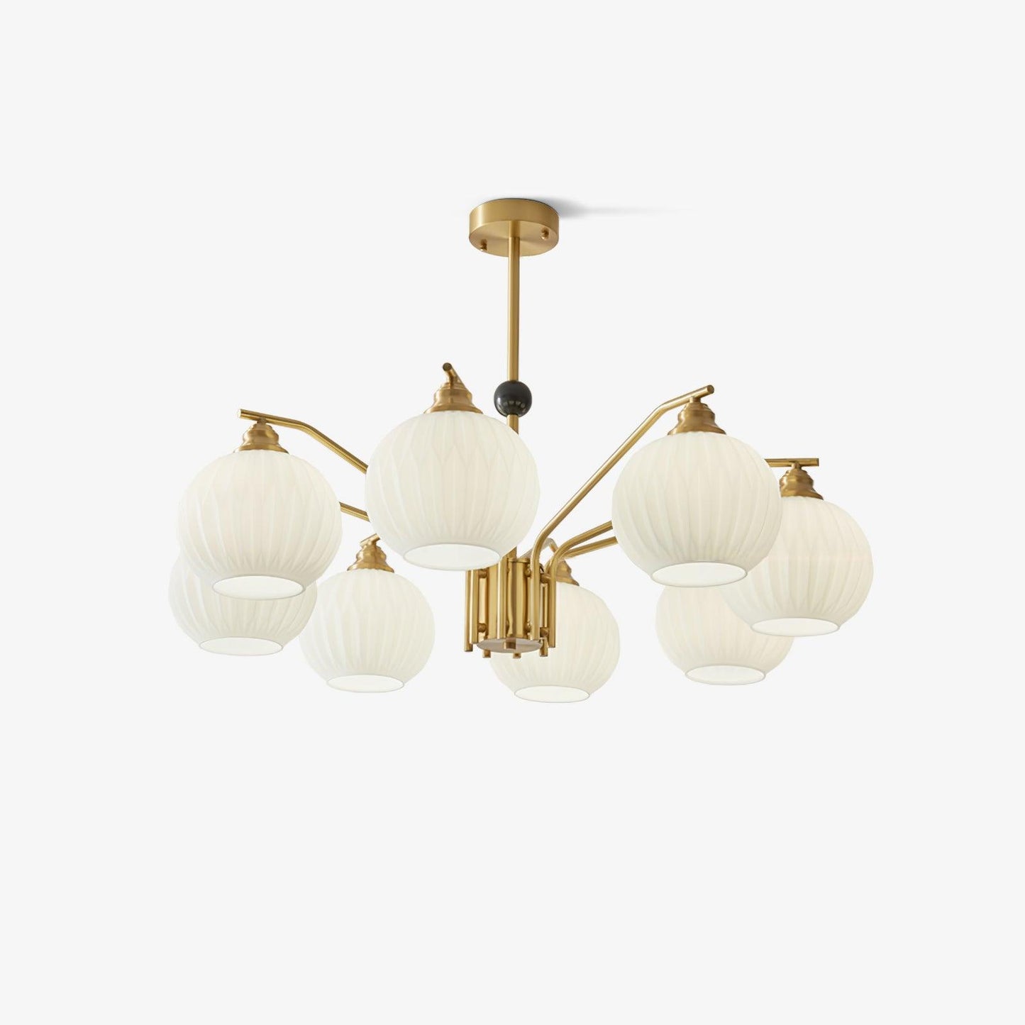 Ribbed Glass Gold Chandelier - YIOSI