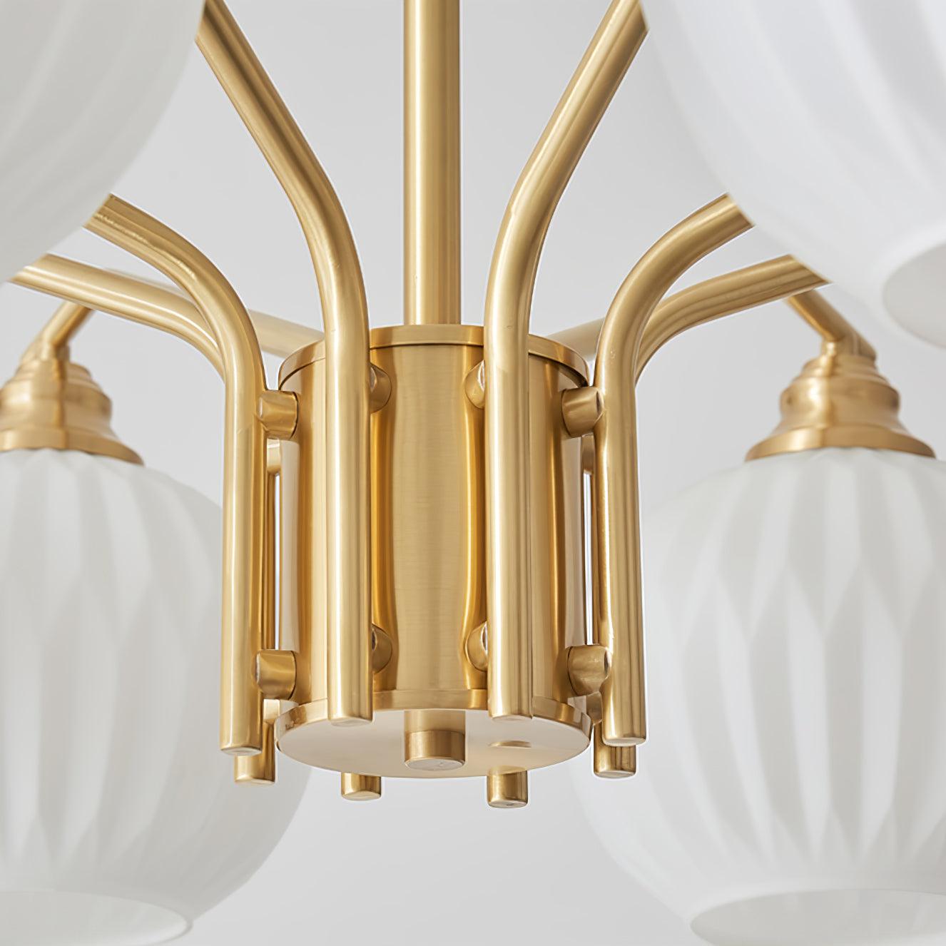 Ribbed Glass Gold Chandelier - YIOSI