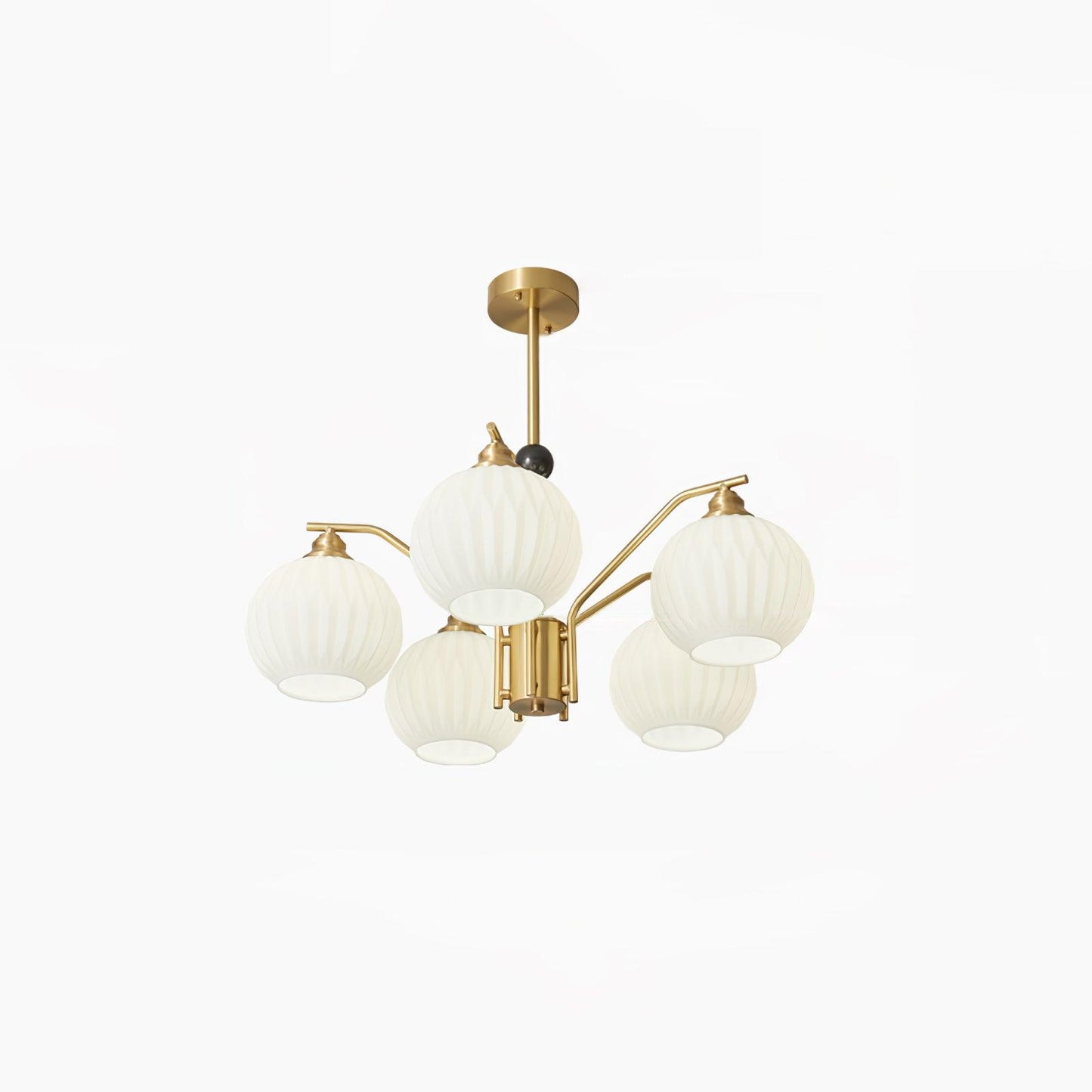 Ribbed Glass Gold Chandelier - YIOSI