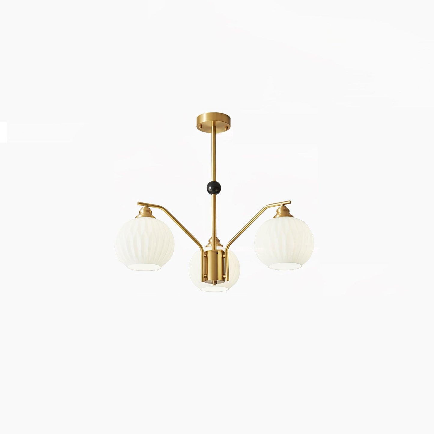 Ribbed Glass Gold Chandelier - YIOSI